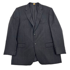 Joseph & Feiss Gold Mens 44R Blazer Jacket Black Charcoal Wool Long Sleeve‎